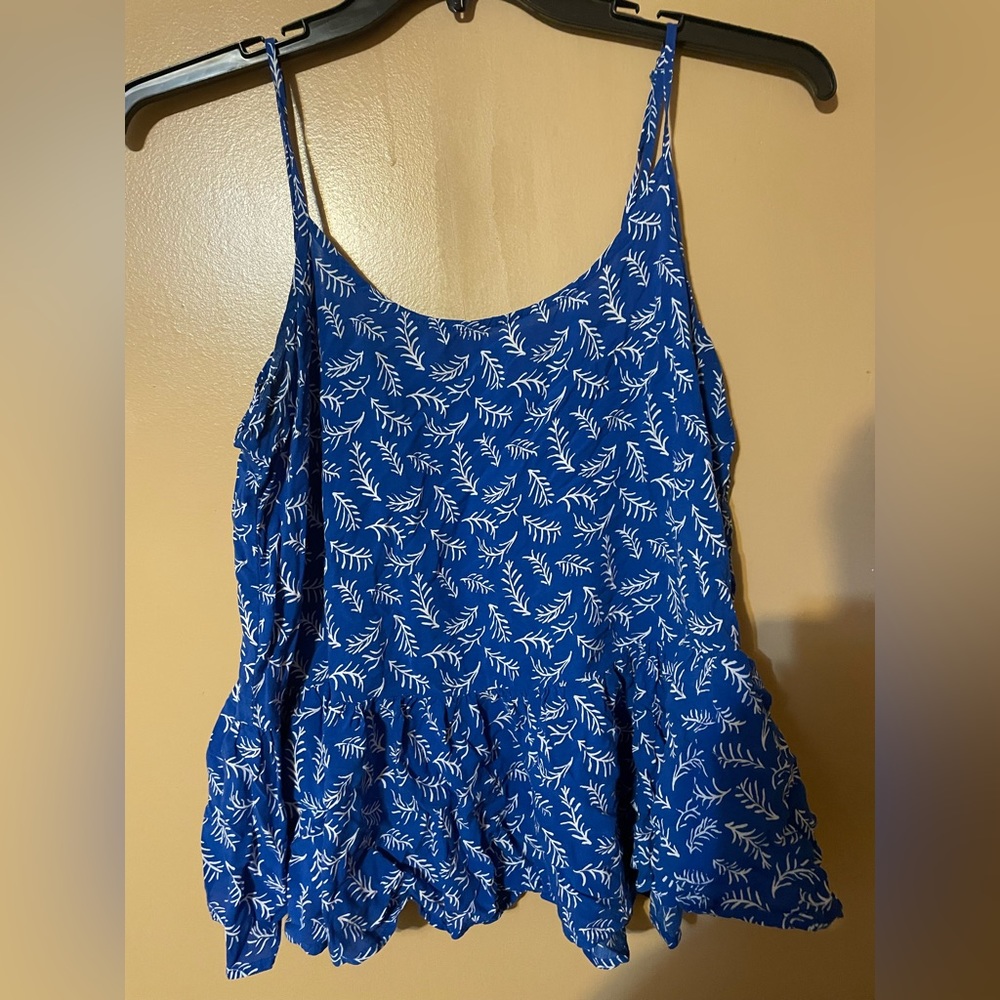 Blue Old Navy Spaghetti Strap Cropped Ruffled Tank
